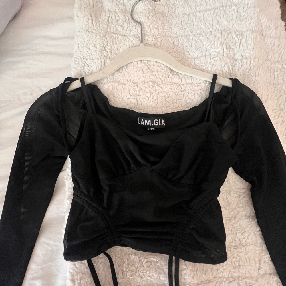 I AM GIA Long Sleeve Mesh Top